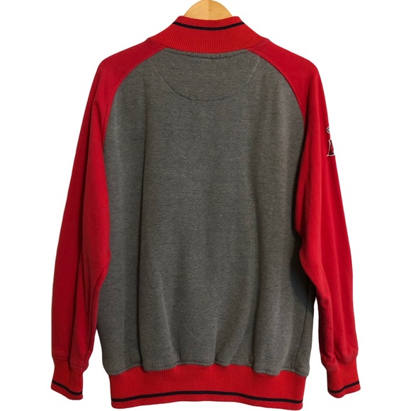 Vintage Anaheim Angels Stitches Red Gray MLB Fleece Baseball Sweatshirt Jacket M - Picture 2 of 16